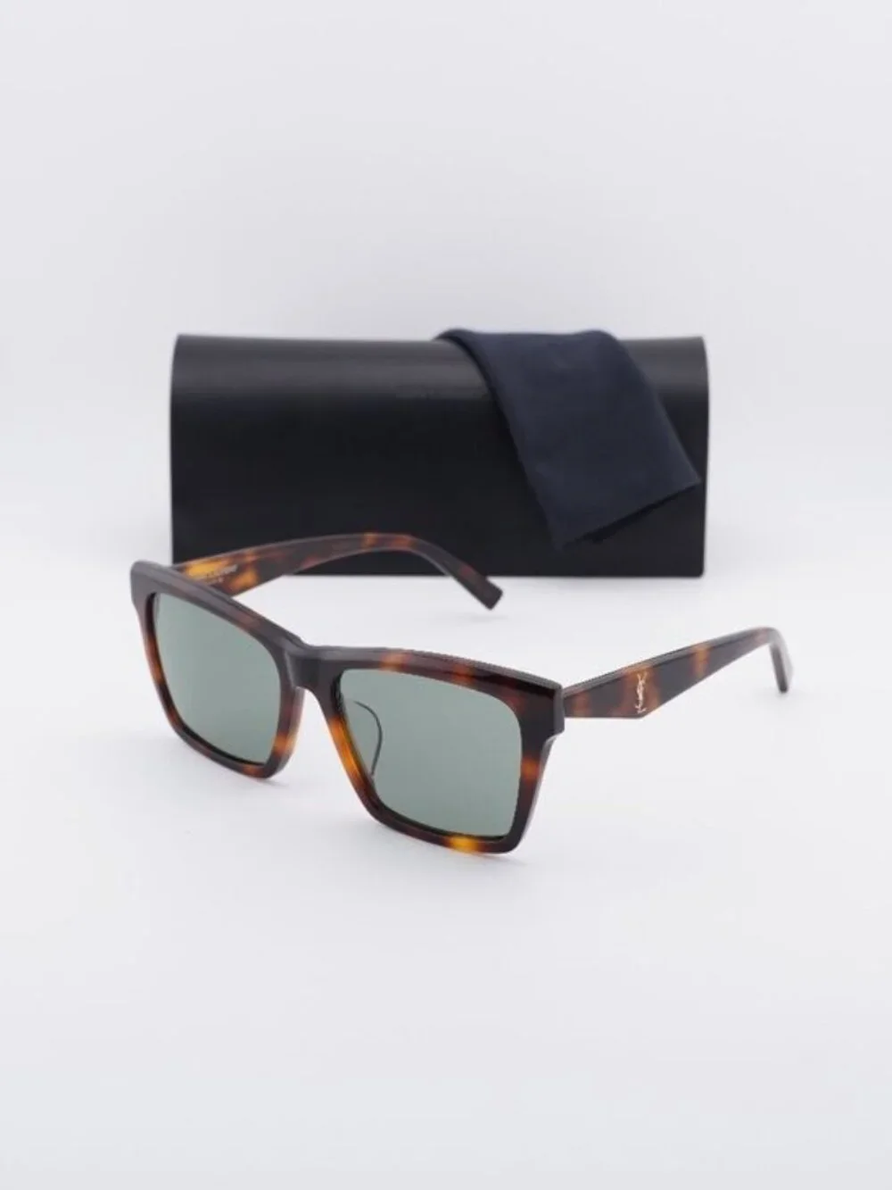 Saint Laurent SL M104/F 003 Square Unisex Sunglasses - Havana / Green